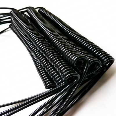 TPUの螺線形の黒い色1.2 - 8.0MMと多目的注文のコイル状ケーブル