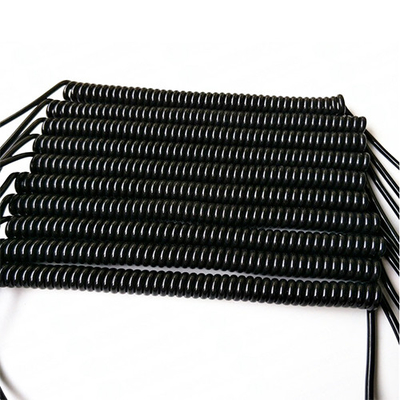 TPUの螺線形の黒い色1.2 - 8.0MMと多目的注文のコイル状ケーブル