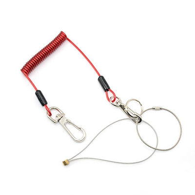 透明赤のケーブルワイヤコイル ロープ / スウィーベル付きの透明赤