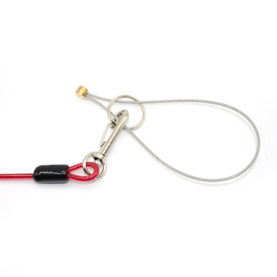 透明赤のケーブルワイヤコイル ロープ / スウィーベル付きの透明赤
