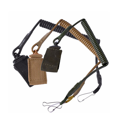 ホックおよびループが付いている武器のピストル保持のコイルの安全締縄の革紐